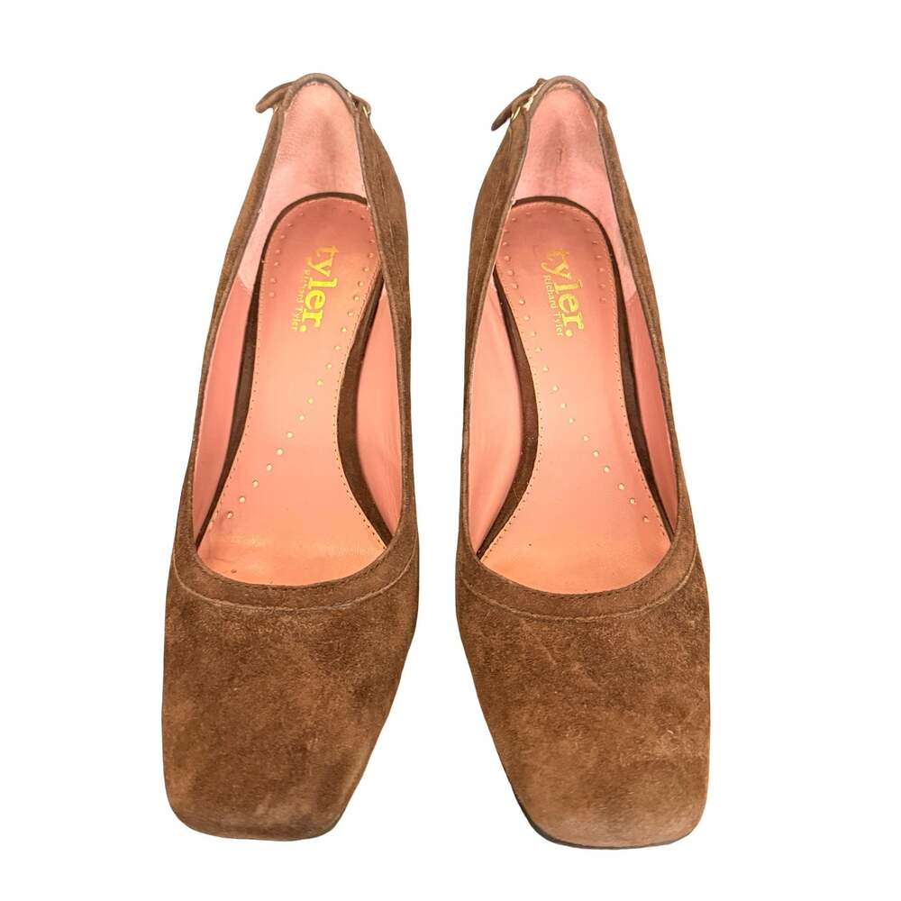 Tyler Richard Tyler Charleston Brown Suede Lace-Up Wedge Pumps Size 8.5